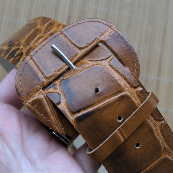 Artisan handmade belt in crocodile alligator reptile style 30"-33" - Picture 2 of 11
